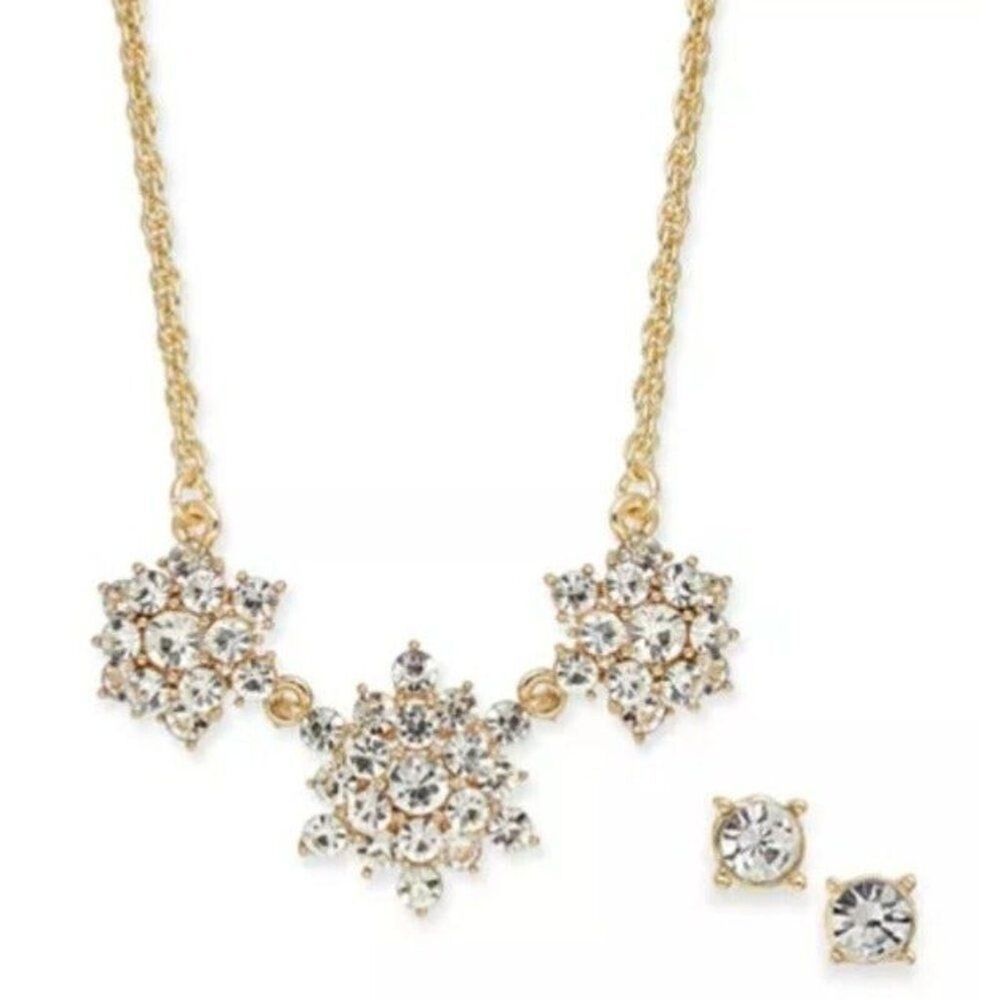 Crystal Burst Collar Necklace & Stud Earrings Set